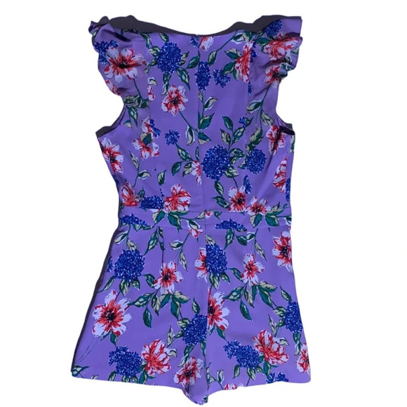 Parker Women's Ana Floral Print Purple Romper In Lais Fleur Size 2 Small - Picture 5 of 6